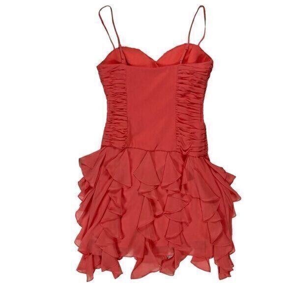 MAX & CLEO Dress Womens 6 Peach/Pink Spaghetti Straps Ruffles Side Zipper NWT - Picture 6 of 14